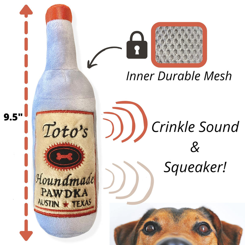 Toto's Plush Squeaky Crinkle Dog Toy - Funny Gifts for Medium, Small and Large Dogs - Cute Stuffed Toys for Dog Birthdays - PawsPlanet Australia