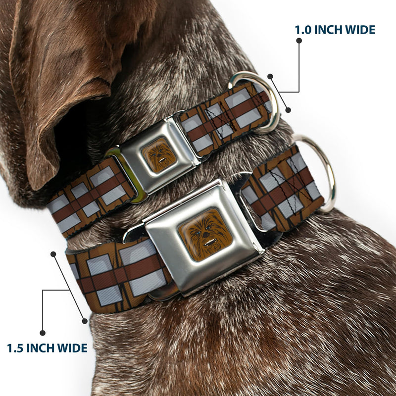 Dog Collar Seatbelt Buckle Star Wars Chewbacca Bandolier Bounding Browns Gray 18 to 32 Inches 1.5 Inch Wide Multi Color 1.5” Wide – Fits 18-32” Neck – Large