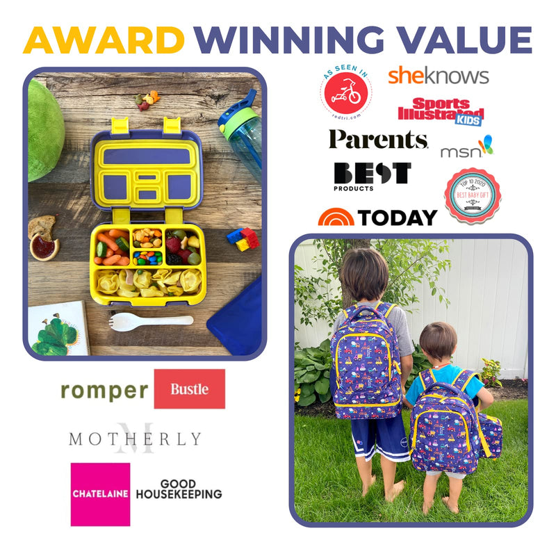 Toddler Backpack for Boys, Cute 13” Daycare PreSchool Kindergarten Elementary School Boy Backpacks, Water Bottle Pocket Holder, Insulated Padded Bags for Toddlers Kids Travel Bag, Blue Yellow Trucks - PawsPlanet Australia
