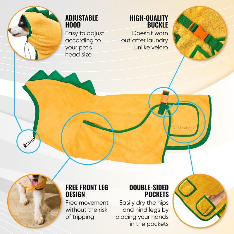 Dog Bathrobe for Drying Dogs - Premium Super Absorbent Microfiber Dog Bath Towel with Drying Gloves - Dog Drying Towel - Quick Drying Dog Robes for After Bath (Large) Large - PawsPlanet Australia