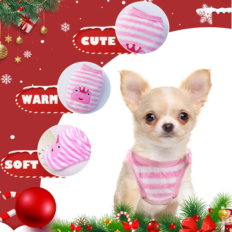 2 Pieces Teacup Dog Clothes Chihuahua Clothes XXS Dog Sweater Fleece Puppy Clothes Dog Sweater for Small Dogs Cute Pattern Puppy Sweater Pet Outfits (XX-Small) XX-Small Frog, Love