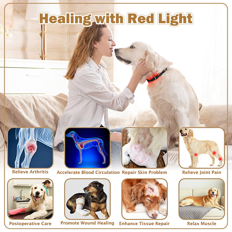 Red Light Therapy for Dogs Collar – Infrared & Red Light Therapy Device with 660nm&810nm & 980nm Wavelengths, Wearable Support for Muscle Comfort, Pain Relief, Skin & Tissue Support and Daily Wellness