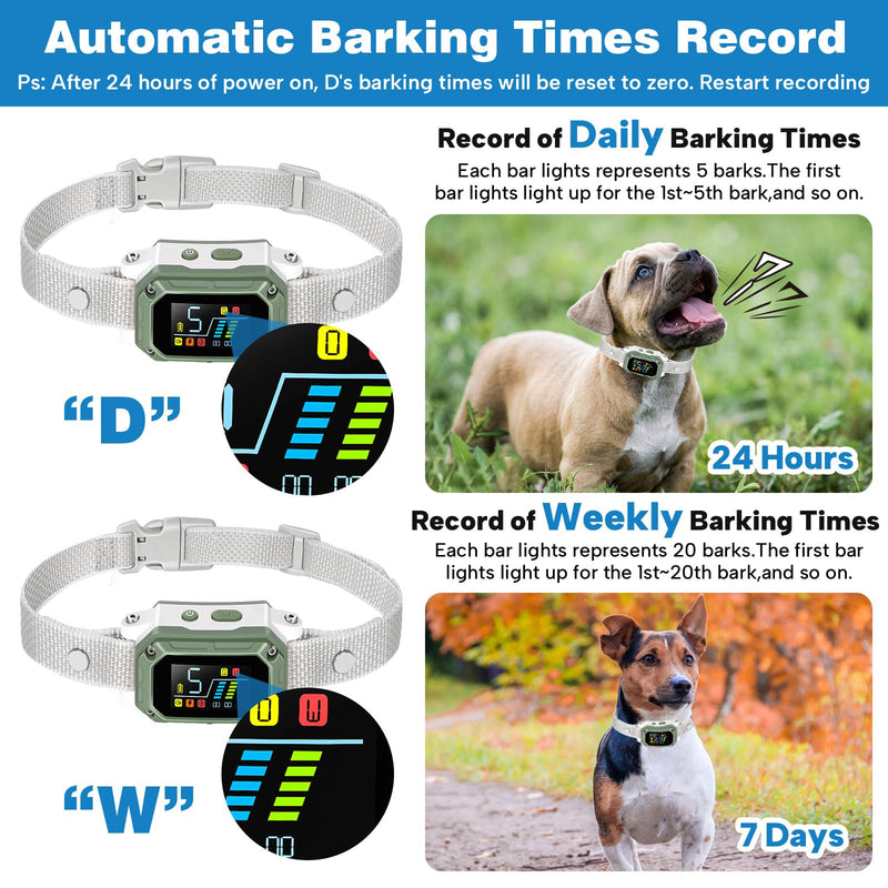 Dog Bark Collar for Large Medium Small Dogs, Rechargeable Smart Bark Collar, Anti Barking Training Collar with Adjustable Sensitivity Beep Vibration Shock - PawsPlanet Australia