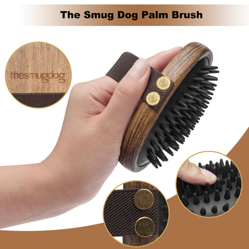 The Smug Dog Palm Brush- Dog Grooming Brush for Dematting - Perfect for Wooly & Wired Coats, also for Detangling & De-Shedding for Dogs & Cats