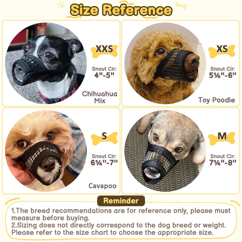 Mayerzon Dog Muzzle for Biting, Patented Soft Breathable Mesh Muzzle for Small Medium Dogs Chihuahua Dachshund Poodle, Adjustable Mouth Cover for Grooming, Chewing, Vet Visits (Grey Trim, M) Grey Trim M-(Snout Cir 7¼"-8")