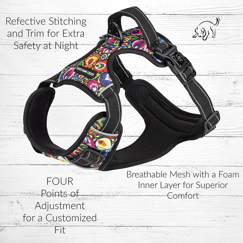 Lucky Love Dog No Pull Dog Harness, Adjustable and Easy to Walk, Cute Patterned Harness for Small Medium Large Male & Female Dogs - Blackbird, Small - PawsPlanet Australia