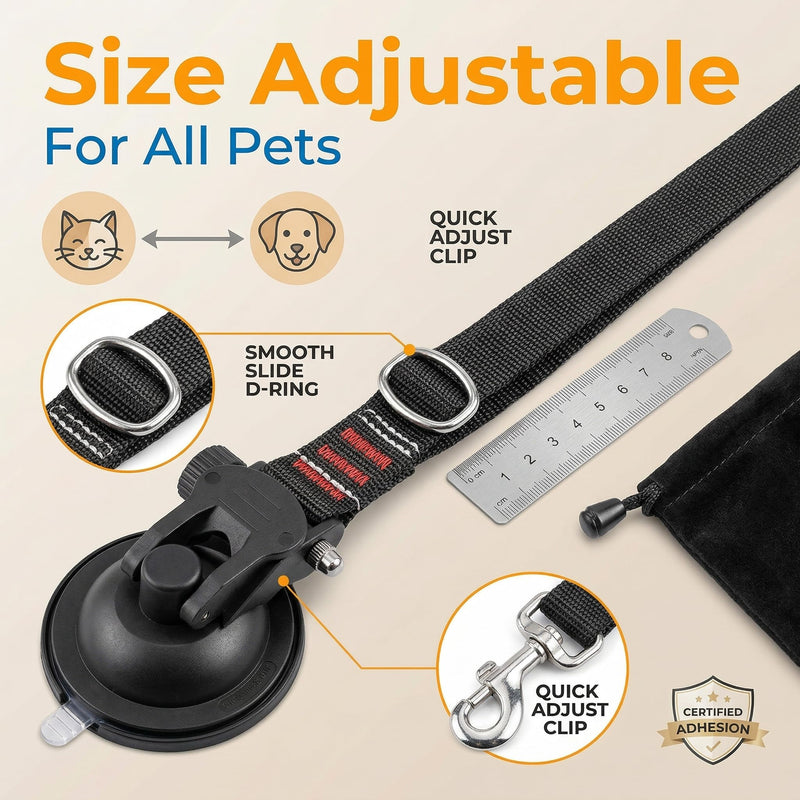 Dog Bathing Tether, Multiple Pet Sizes Adjustable Dog Bath Tether with Suction Cup, Grooming Pet Restraint Leash with Rubber Materia for Pet Dog Cat Shower and Grooming - PawsPlanet Australia