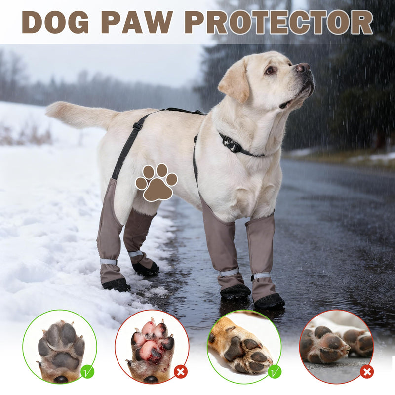 Dog Suspender Boots for Small/Medium/Large Dogs, Tall Waterproof Paw Protectors, Anti-Slip & Fall Rain Booties Snow Shoes Leggings, Adjustable Strap Pet Boots for Outdoor Walking Hiking (L) L - PawsPlanet Australia