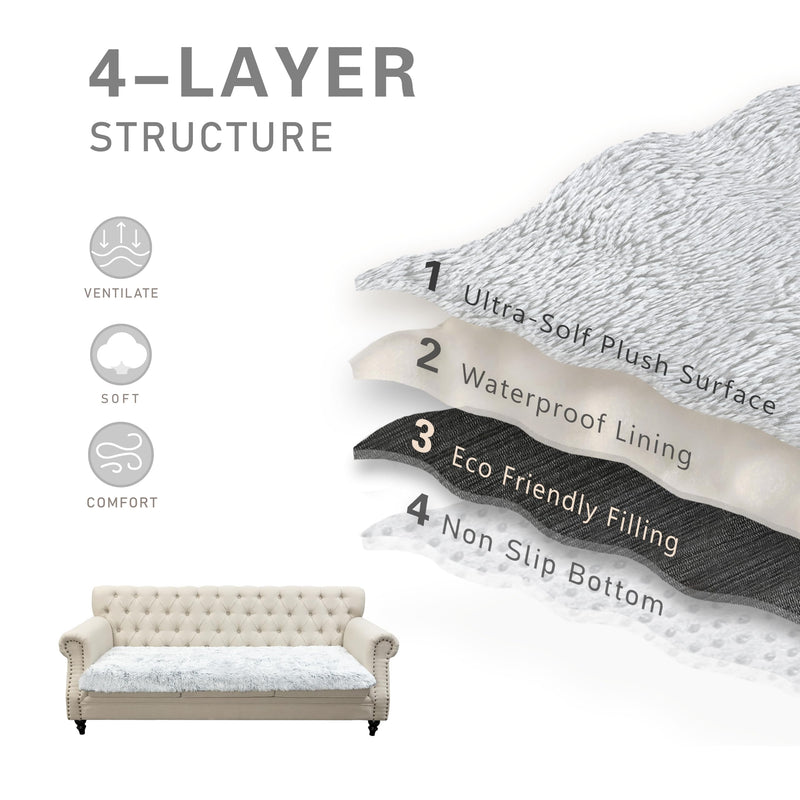Dogs/Cats Bed Mats, Dog Pad Washable Removable Couch Cover with Anti-Slip Back, Plush Long Fur Mat, Perfect for Small, Medium and Large Dogs.(Magic Gray, 30"x70") 30"x70" Magic Gray - PawsPlanet Australia
