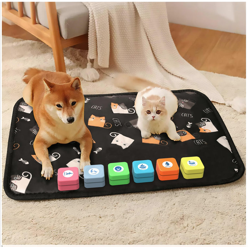Rechargeable Dog Buttons for Communication Starter Pack,Training Dogs Talk Buttons Set Voice Recordable Gifts Funny for Study Office Home 6 Counts 6 Counts + Rechargeable + Stickers - PawsPlanet Australia