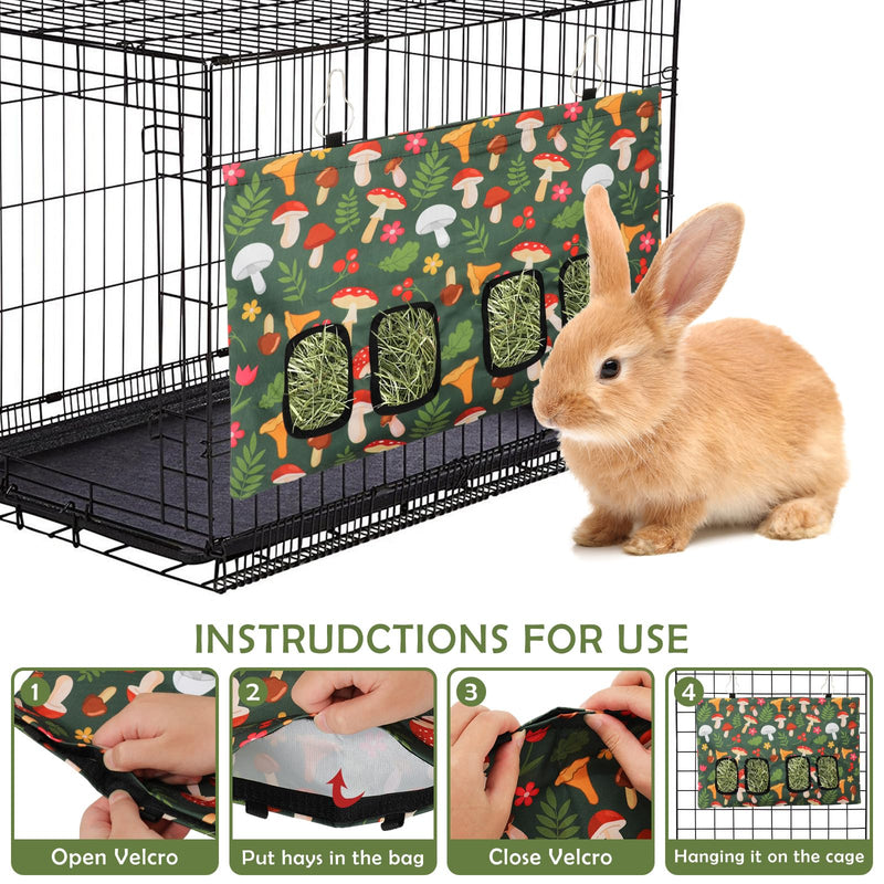 Rabbit Hay Feeder Bag with 4 Holes Mushroom Guinea Pig Hanging Hay Feeding Bag Storage Dispenser for Chinchilla Hamster Bunny Small Animal Pet - PawsPlanet Australia