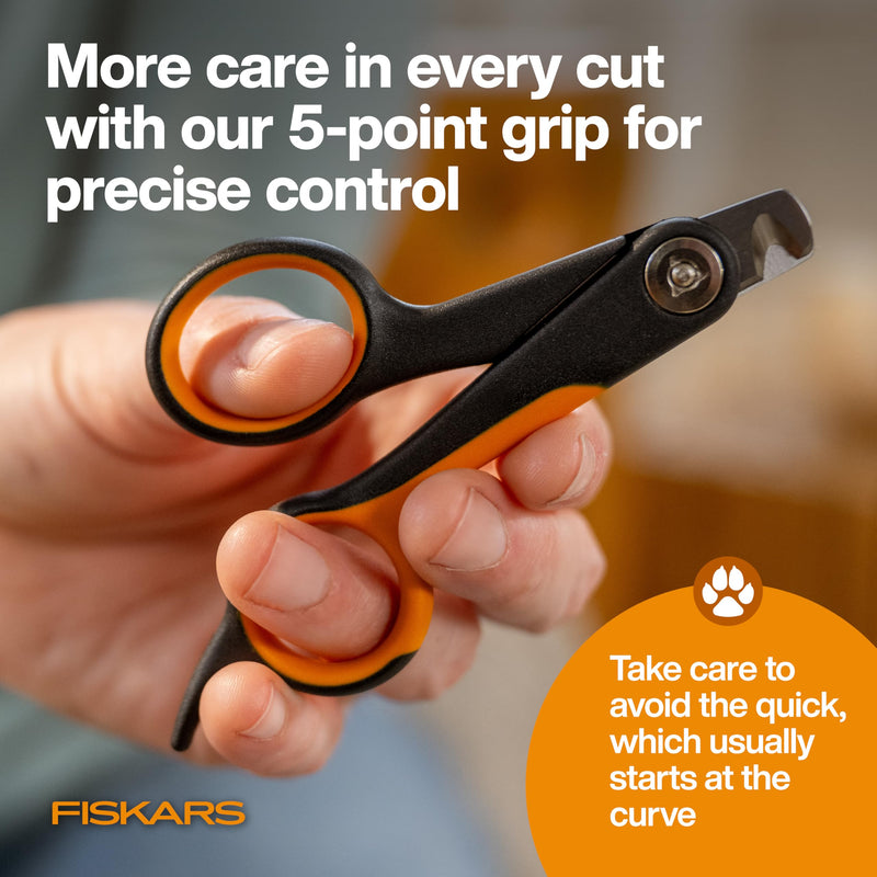 Fiskars Pet Small Pet Nail Clippers, Cat and Dog Nail Trimmers for Grooming, Pet Supplies with Precision Stainless Steel Blades & SoftGrip Handle, 4.25”, Orange/Black S - PawsPlanet Australia