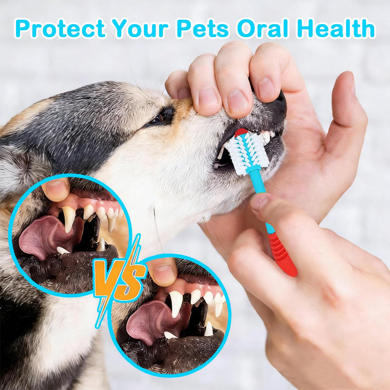 4 PCS Dog Toothbrush, 360 Degree Soft Double Headed Pet Toothbrush, Dogs Cleaning Tooth Brushing Kit for Dogs Cats Teeth Cleaning (Blue, Green) Blue, Green
