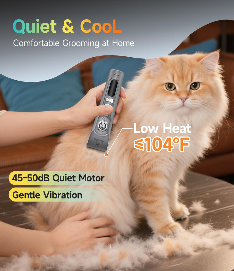 Professional Cordless Dog Grooming Clippers, 12-Hour Runtime, Replaceable 440C Stainless Steel Blade, 3-Speed Quiet Electric Pet Hair Trimmer for Thick, Curly & Matted Coats, Groomer & Home Use, Grey Clipper+10FC Blade