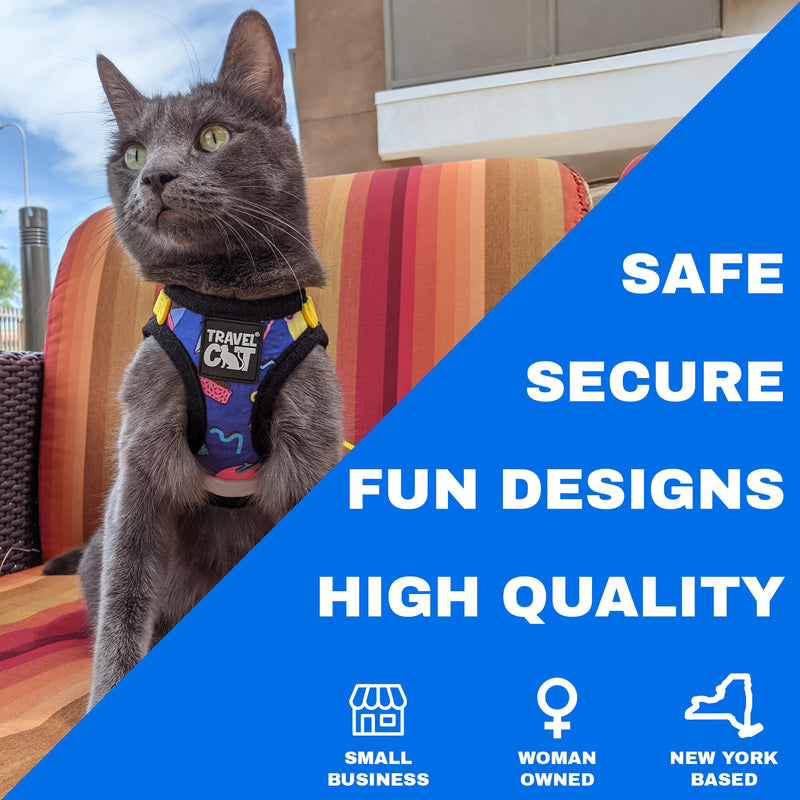 Travel Cat Harness and Leash Set - Adjustable Fit Harness and Reflective Strap - Comfort Walking Vest for Kitten for Outdoor Walking, Hiking (Medium, 90s Cat) Medium - PawsPlanet Australia