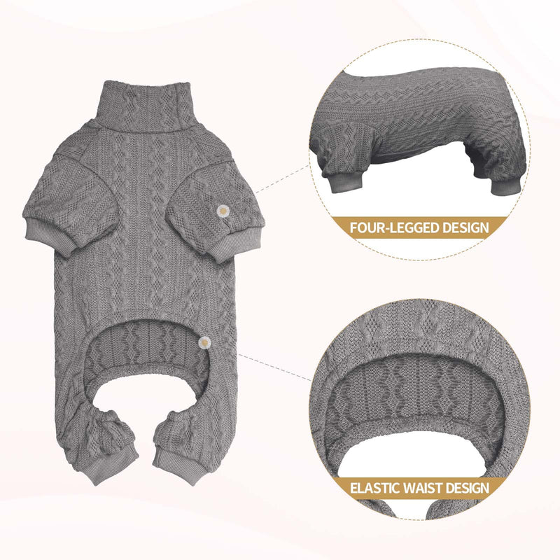 Dog Sweater Turtleneck Knitted Dog Clothes Solid Color Puppy Sweater Warm Cat Sweater Dog Sweaters for Medium Dogs (Grey & M) Grey - PawsPlanet Australia