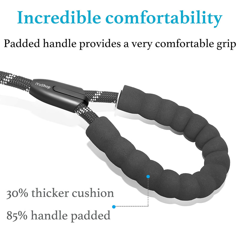 iYoShop Durable Slip Lead Dog Leash with Padded Handle and Highly Reflective Threads, No Pull Dog Training Leash, (1/2" x 6 FT, Black) 1/2" x 6 FT (35~120 lbs.) - PawsPlanet Australia