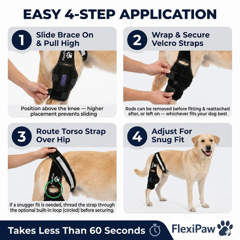 Dog Knee Brace – Rear Leg Support with Freezable Gel Pack, Removable Stabilizer Rods, Reflective Straps, for ACL/CCL Injury, Arthritis & Post-Surgery Recovery (Large)