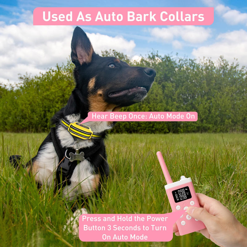 PetJoy Dog Bark Collar with Remote, Shock Collar for Large Dogs 3 Pack, Bark & Shock Collar Combo, Automatic Bark Collar - Auto Mode with 5 Sensitivity Levels Pink - PawsPlanet Australia