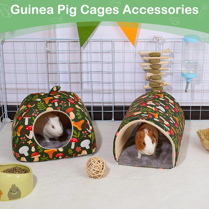 Guinea Pig Hideout, Bienbee Rabbit Bed with Guinea PigTunnel, 2 Pack Guinea Pig Toys Set Guinea Pig House Rabbit Hideout guinea pig accessories for Hamster, ferret, Rabbit, Bunny, Small Animal in Cage Black Mushroon - PawsPlanet Australia