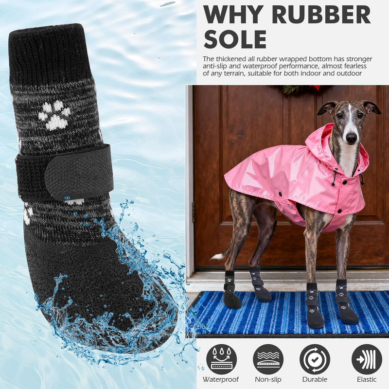 Mihachi Anti Slip Dog Socks, Dog Boots for Hardwood Floors Prevent Licking, Traction Control Waterproof Rubber Sole Paw Protectors for Small Medium Large Dogs,Grey XL Grey XL(Pack of 4) - PawsPlanet Australia
