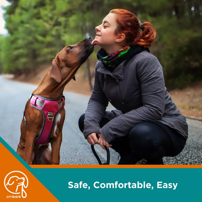 Embark Adventure Dog Harness, Easy On and Off with Front and Back Leash Attachments & Control Handle - No Pull Training, Size Adjustable and Non Choke Large Teal Blue - PawsPlanet Australia