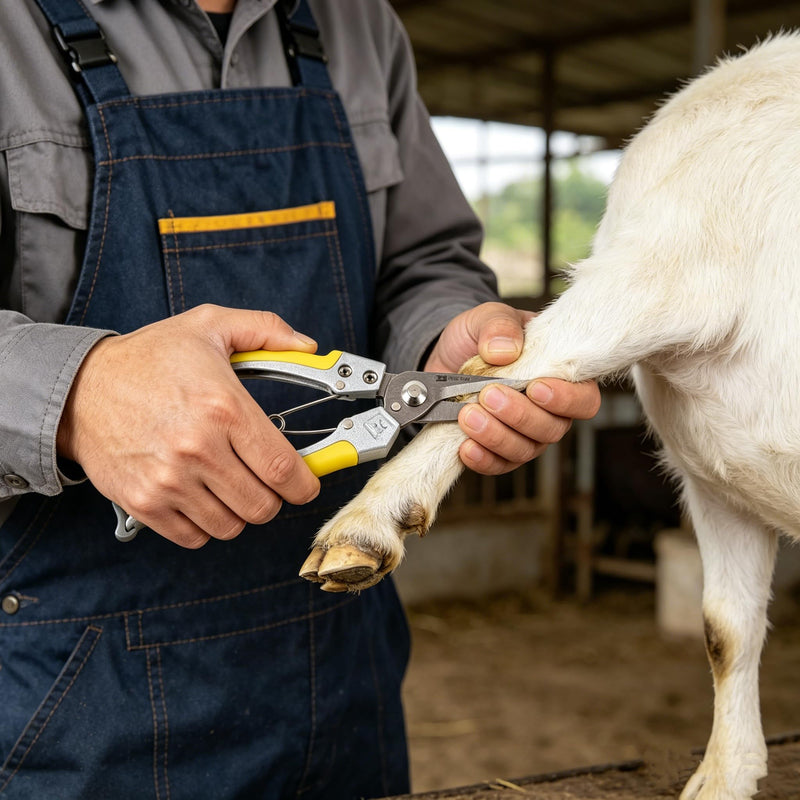 Goat Hoof Trimmers with Safety Lock – Professional Farrier Shears for Goats, Sheep & Alpacas, Rust-Resistant Sharp Blade, Reliable Hand Shears for Hoof Care (Silver Yellow) Silver Yellow