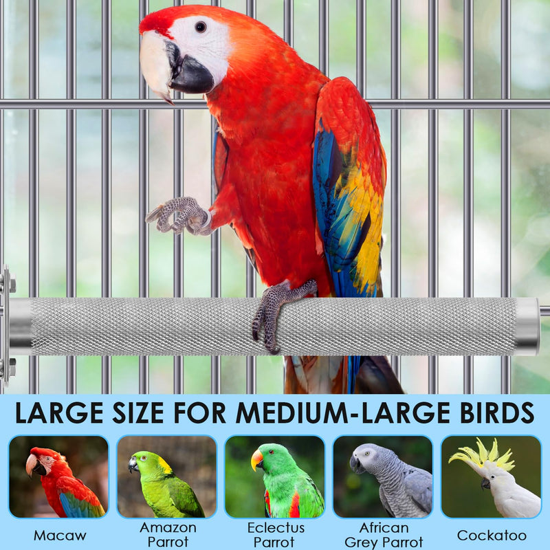 KATUMO Parrot Perch - Stainless Steel African Grey Perch Bird Cage Accessories for Small to Large Parrots (11.8 x 1.2 inch) L: 11.8 x 1.2 inch - PawsPlanet Australia