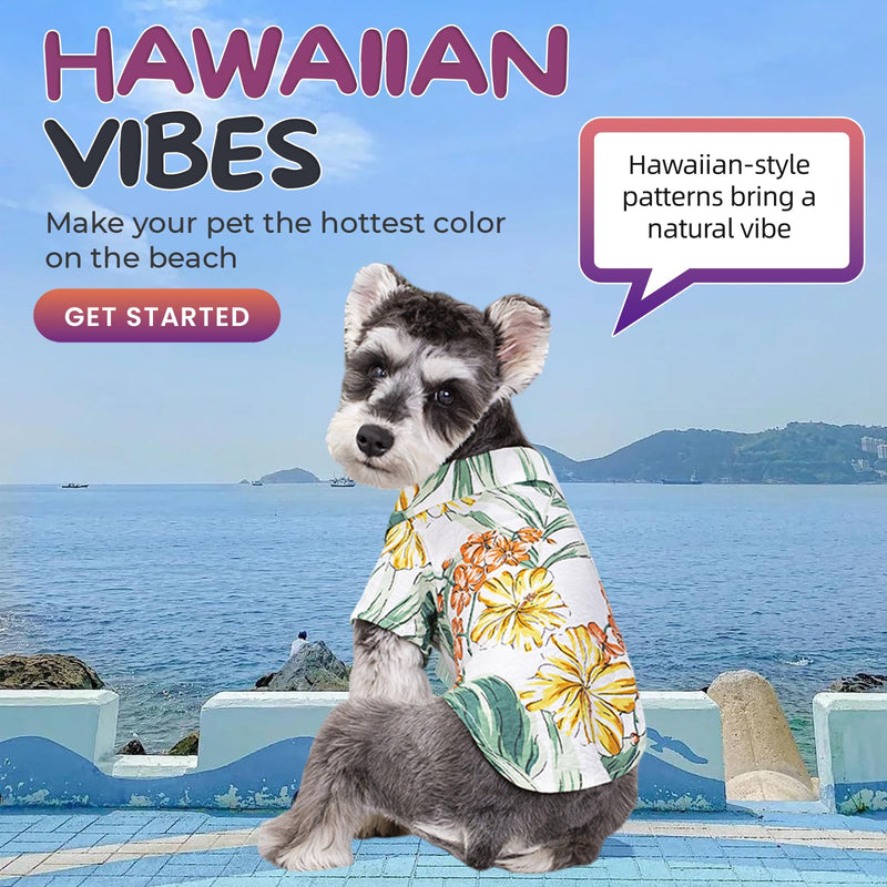 Hawaii Dog Shirt, Pet Summer T-Shirts Dog Style Floral Breathable Cool Clothes Hawaiian Shirts for Small Dogs and Cats Owner and Pet Shirts are Sold Separately 4XL-(65.1-85lb)-Chest~37.7" for Pets Yellow Only for Pets - PawsPlanet Australia