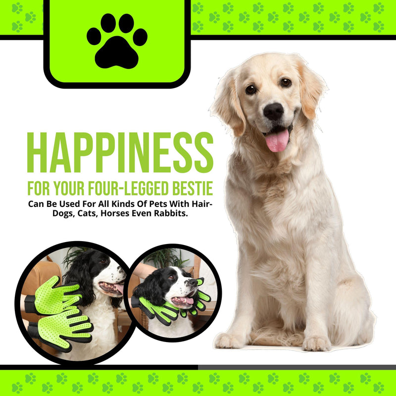 Pet Grooming Gloves – 1 Pair – Deshedding & Bath Massage Mitts for Dogs & Cats – Choose from 5 Colors – Adjustable, Reusable & Easy to Clean (Lime Green) Lime Green - PawsPlanet Australia
