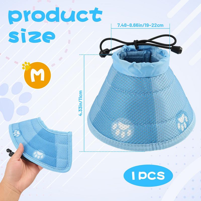 Neck brace for cats and small dogs, neck brace for cats after surgery, adjustable recovery collar to prevent scratching, for sores, injuries, wound healing, blue, size M
