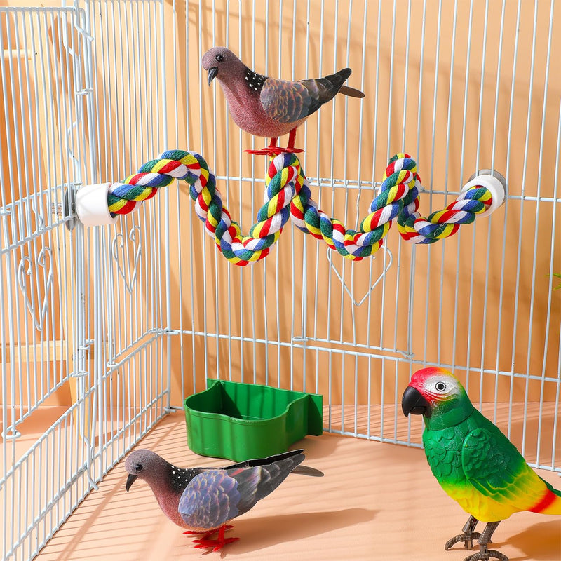 Colorful Bird Rope Perch Stand, Birdcage Swing Spiral Toys, Bird Bungee Rope Perches Toys Cage Accessories for Cockatiels Parrot Birds (60CM/23.6inch) 60CM - PawsPlanet Australia