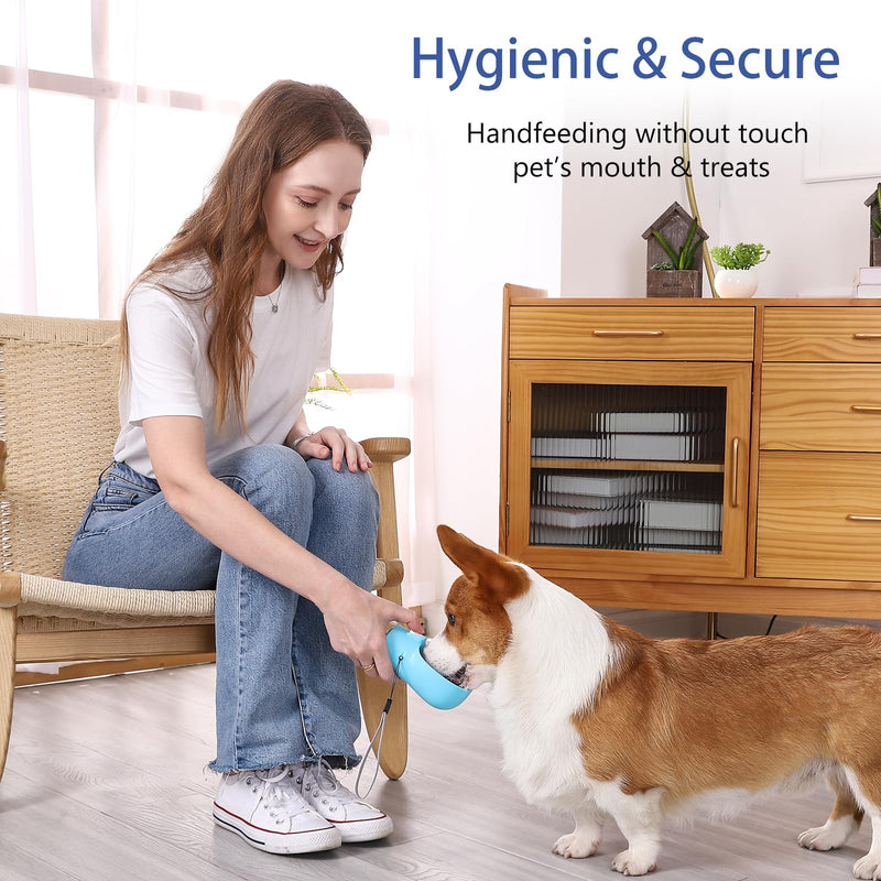 Colorday Handheld Dog Treat Dispenser Built-in Clicker & Treat Pouch, Slow Feeder for Puppy Training Walking Hiking Traveling (6.7 OZ, Blue) 6.7 OZ - PawsPlanet Australia