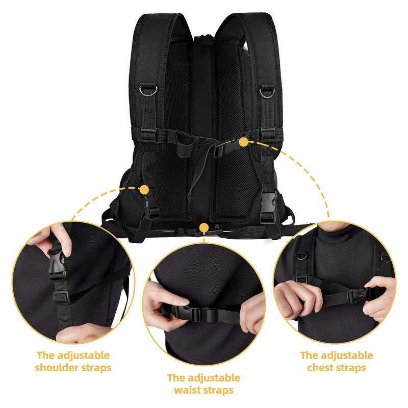 WOYYHO Pet Dog Carrier Backpack Small Dog Front Backpack Ventilated Dog Carrier Back Pack with Storage Pockets, Adjustable Straps & Safety Belt for Travel Hiking Outdoor(Size L: 10-14 lbs, All Black) 2-Solid Black Large(10-14lbs) - PawsPlanet Australia