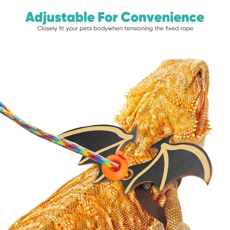 LIKZINWA Bearded Dragon Lizard Leash Harness,4 Size Pack Adjustable Small Animal Harness for Reptile and Small pet (New Dinosaur Wing) New Dinosaur Wing - PawsPlanet Australia