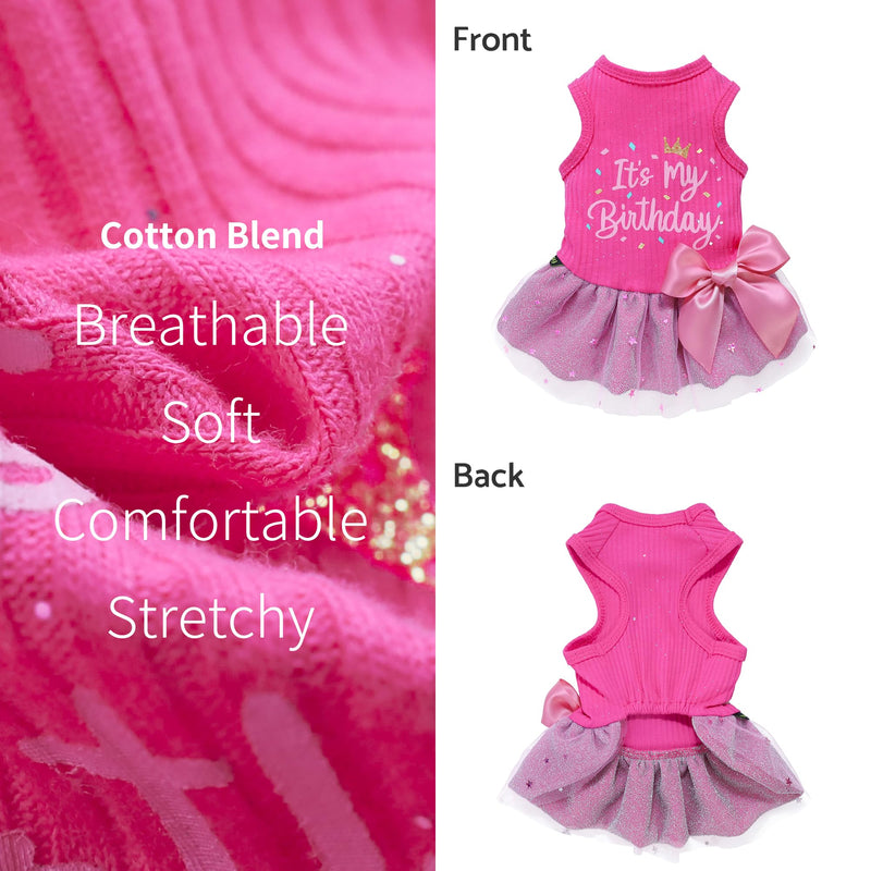 It's My Birthday Dog Dress, Dog Birthday Dress with Bowknot, Dog Clothes for Small Dog Girl, Funny Dog Clothes, Pet Cat Outfit, Pink, Medium It's My Birthday - PawsPlanet Australia