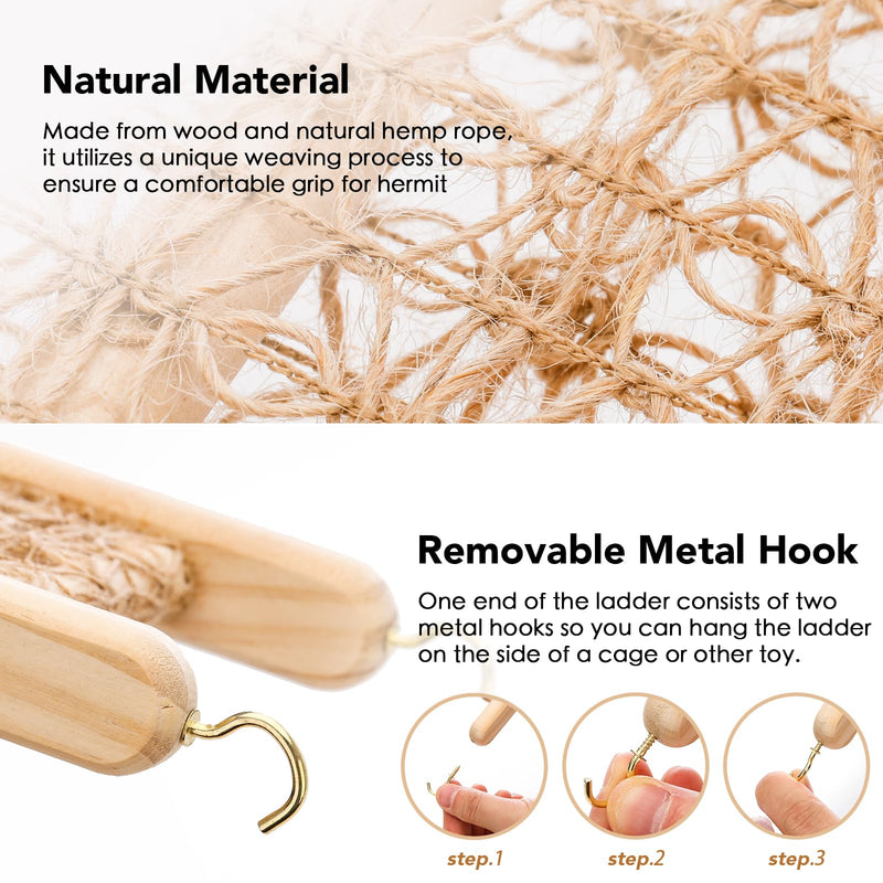 Hermit Crab Toys, Seagrass Hammocks and Hermit Crab Ladder Bridges Set with Small Brush, Hermit Crab Accessories are Perfect Decorations and Accessories for Aquariums and Tanks. Small Pet Safe - PawsPlanet Australia