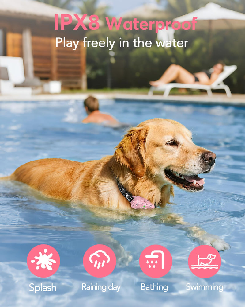 Jugbow Dog Shock Collar - 4200FT Dog Training Collar with Remote, IPX7 Waterproof Electric Collar with 4 Training Modes, Security Lock, Rechargeable e-Collar for Dogs 10-120lbs(Pink) - PawsPlanet Australia