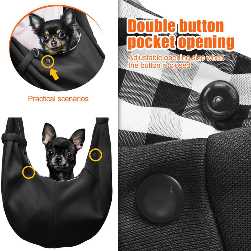 Tomkas Dog Carrier Sling - Pet Carrier for Small Dogs and Cats, Adjustable Strap, Zip Pocket, Snap Closure for pets (Black, S - Adjustable Strap Eu) Black - PawsPlanet Australia