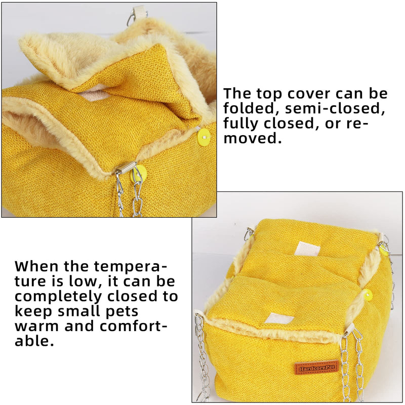 Sugar Glider Pouch, Small Animals Warm Plush Triple Bunkbed，Hamster Hanging Hammock Bed Hideout, Dwarf Hamsters Beds Cage Accessories Toys for Gerbils and Fancy Rat(Yellow) Yellow - PawsPlanet Australia