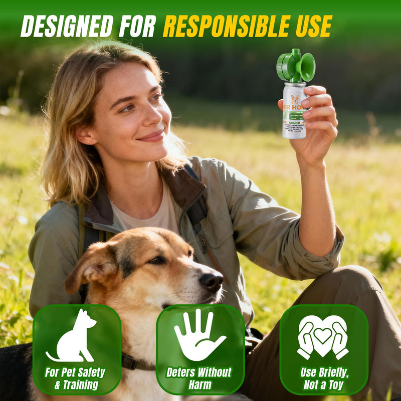 Air Horn with Holster, 1.4 oz 120 dB Loud Pet Trainer to Stop Dog Attacking Barking Fighting Jumping, Coyotes Air Horn for Safety, Protect Yourself & Pet While Walking, Green(2 Pack) 2