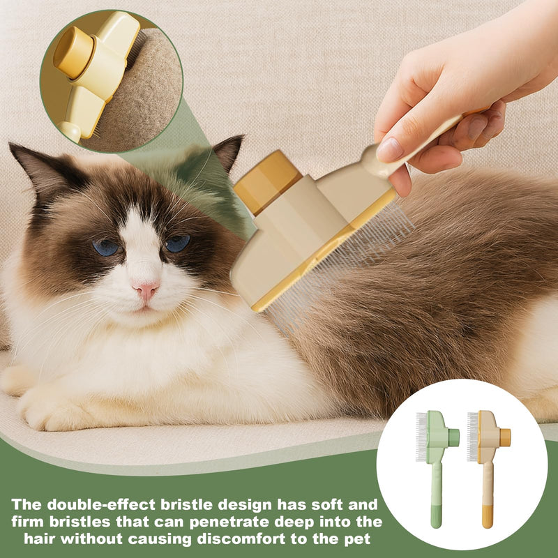 2 Pcs Cat Comb,Flea Comb For Cats,Self-Cleaning Flea For Dogs,Brush For Cats,With Long & Short Stainless Steel Metal Teeth For Shedding And Tangles For Dogs And,Comfort And Safety - PawsPlanet Australia