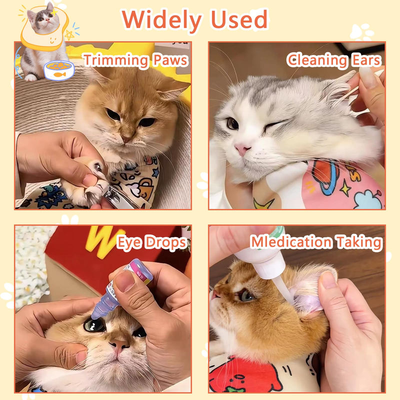 Large Cat Grooming Wrap Self-Adherent Cat Wrap for Cutting Nails with Nail Clipper&File Cat Restraint Burrito Wrap for Nail Clipping Anti-Scratch/Escape, Cat Swaddle Wrap for Calming (27.6*27.6Inch) Orange cat - PawsPlanet Australia