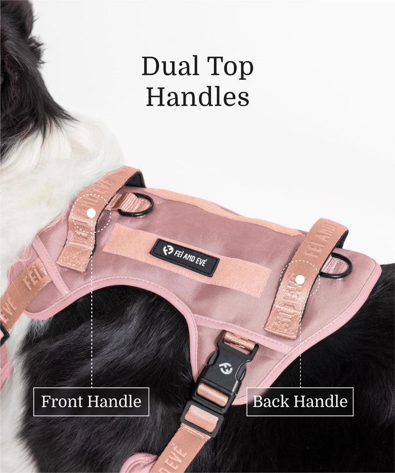 2025 New Edition, Fei & Eve Classic Dog Harness - Quick-Release Buckles | 3-Point No-Pull Control | Heavy-Duty 900D Nylon | Dual Safety Handles | Breathable Mesh | Adjustable Fit | Large,Pink Pink L - PawsPlanet Australia