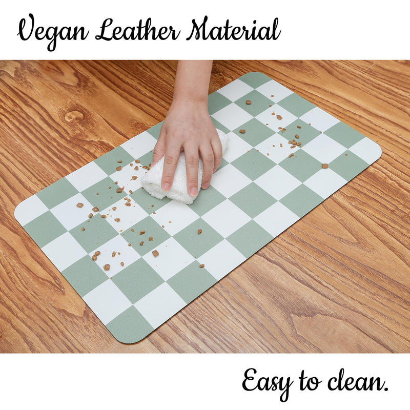 Ralxion Checkered Dog Feeding Mat, Absorbent Mats for Dog Food and Water Bowl, Dispenser, Retro Modern Aesthetic Sage Green Checkerboard Pet Placemat for Dogs, Cats, Puppy Accessories, 12" X19” Sage Checkered 12*19 - PawsPlanet Australia