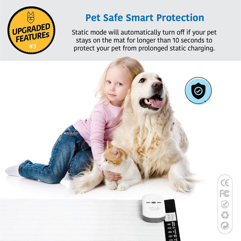SVD.PET {2-Pack) Pet Training Mat with Tester, 30" X 16", Pet Shock Pad, Dogs & Cats Electronic Repellent Scat Mat for Indoor, 3 Training Modes, 5 Levels, Pet Safe Auto Power Off, Keep Dog Off Couch White Controller 30" x 16" - PawsPlanet Australia