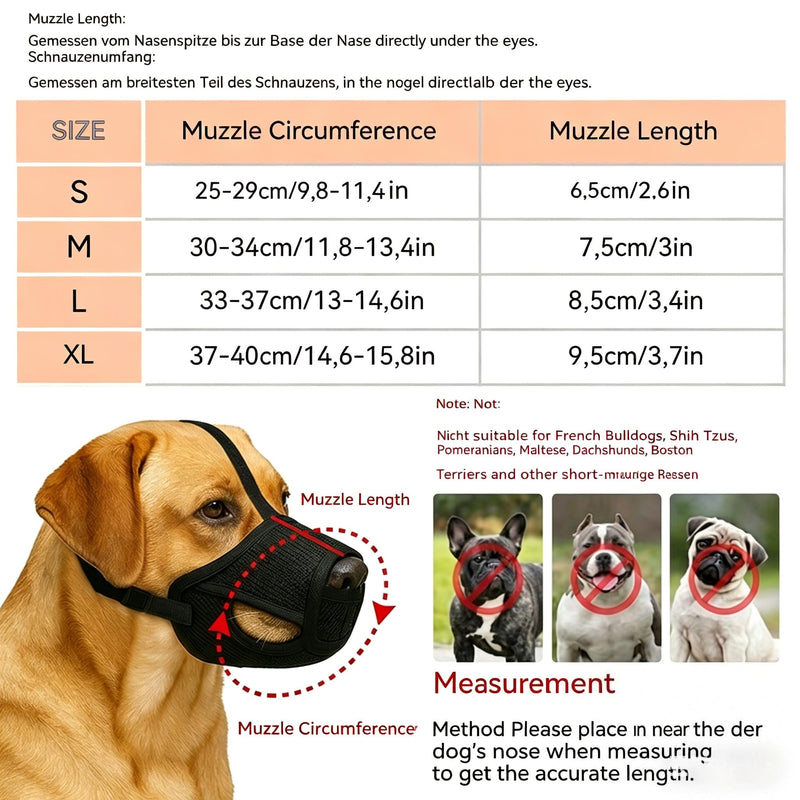 Dog Muzzle – Mesh Soft Muzzle for Small Medium Large Sized Dogs, Adjustable for No Bark, Scavenging, Licking & Chewing, Prevent Biting, Black (XL) XL - PawsPlanet Australia