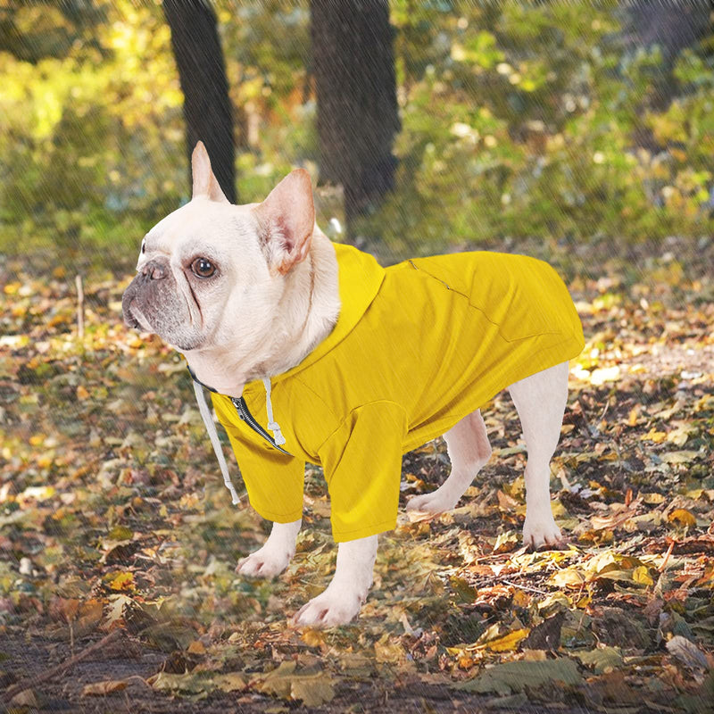 Dog Raincoat Puppy rain Jacket with Hood for Small Medium Breeds with Reflective Strap Storage Pocket Harness Hole Yellow Medium Medium(Chest: 19"-23")