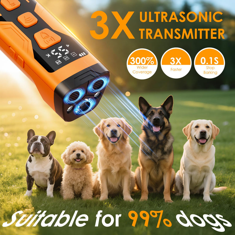 3X Ultrasonic Dog Bark Deterrent Devices, 65FT Far Anti Barking Device for Dogs, 4 Gear Frequencies Safer Alternatives to Dog Training Bark Collars for All Dogs (Pink) Pink - PawsPlanet Australia
