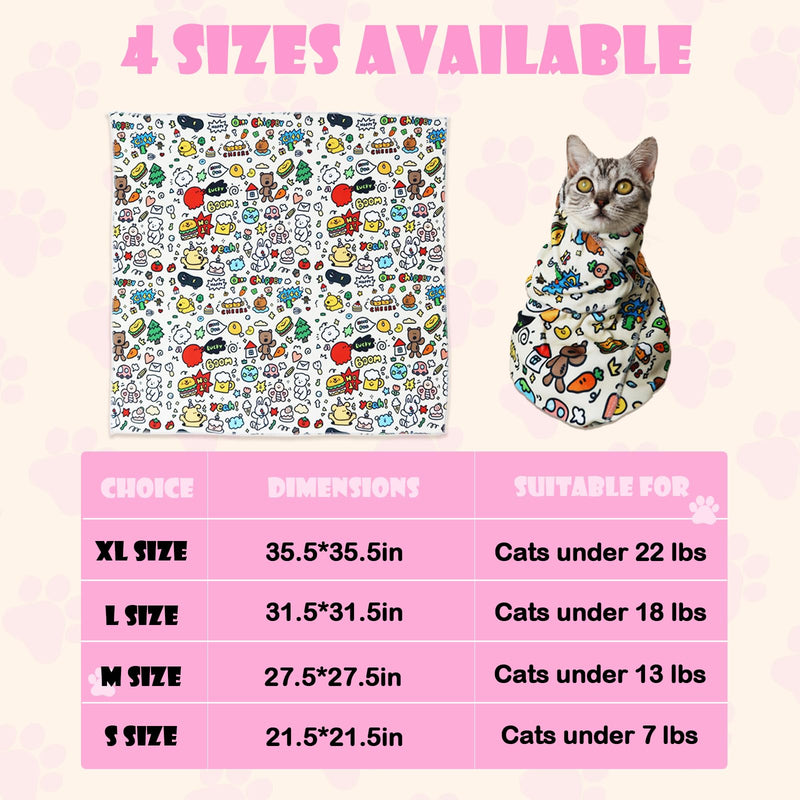 Cat Wrap for Cutting Nails Large Size 31.5in Self-Adhesive Cat Grooming Wrap Cat Nail Clipper Hammock Cat Restraint for Nail Clipping Cat Grooming Supplies(Under 18lbs) Cartoon under 18lbs, 31.5*31.5inch - PawsPlanet Australia